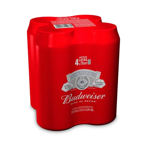 Cerveza Budweiser Rubia 710 ml pack X 4 unid